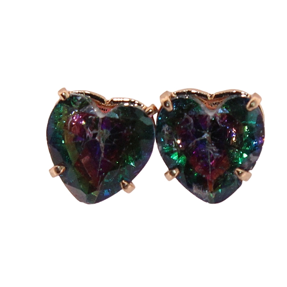 Heart Mystic Topaz Stud Gold Earrings 281
